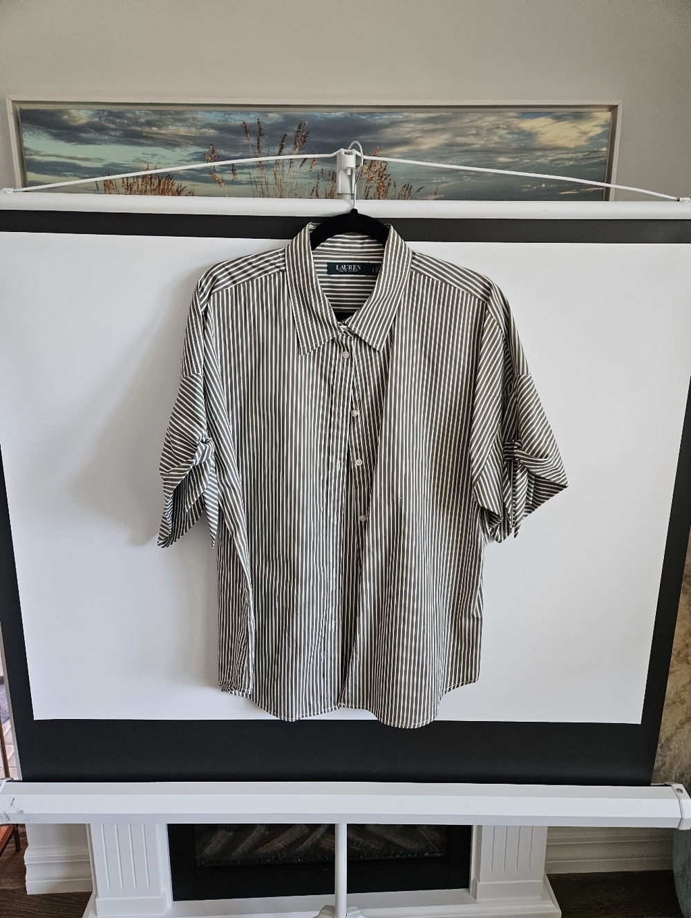 Lauren Ralph Lauren Striped Tie Sleeve Blouse Size L